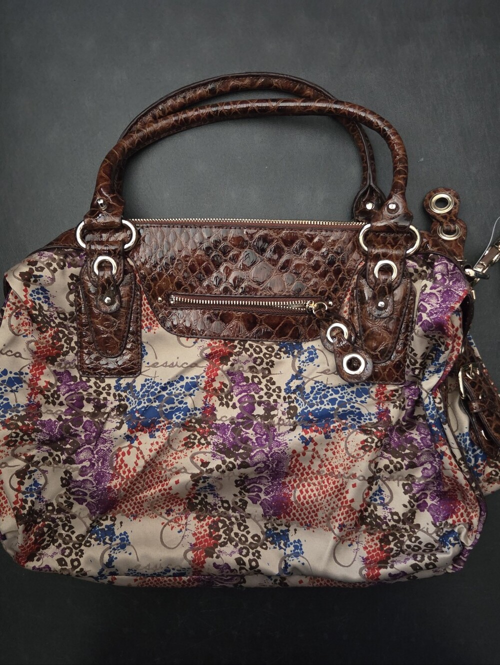 NWT - Jessica Simpson Multi Color Fabric Purse Shoulder Bag Tote Handbag